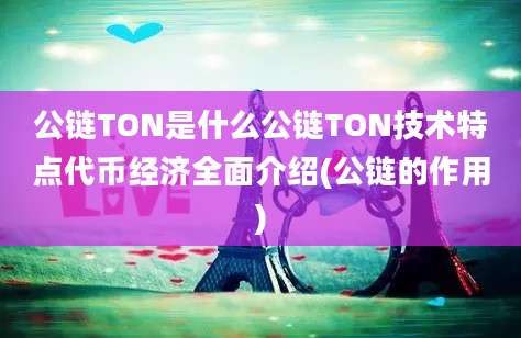 公链TON是什么公链TON技术特点代币经济全面介绍(公链的作用)