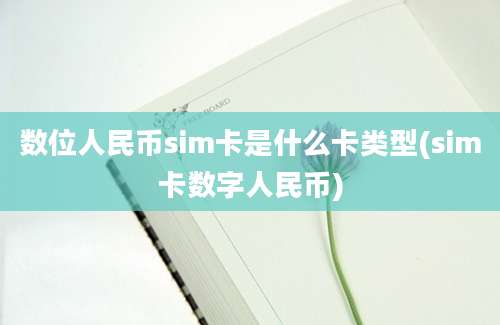 数位人民币sim卡是什么卡类型(sim卡数字人民币)