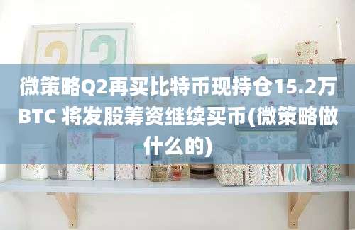 微策略Q2再买比特币现持仓15.2万BTC 将发股筹资继续买币(微策略做什么的)