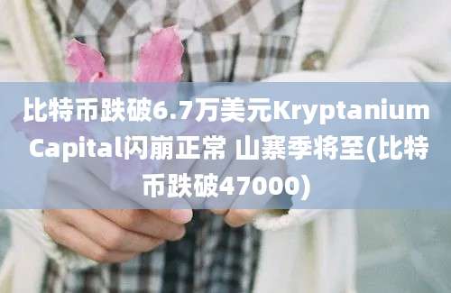 比特币跌破6.7万美元Kryptanium Capital闪崩正常 山寨季将至(比特币跌破47000)