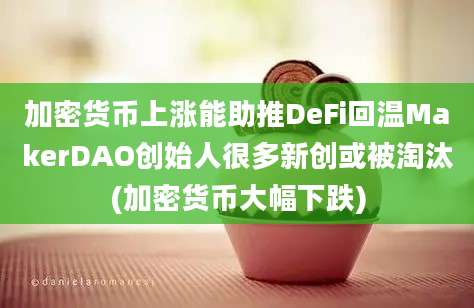 加密货币上涨能助推DeFi回温MakerDAO创始人很多新创或被淘汰(加密货币大幅下跌)