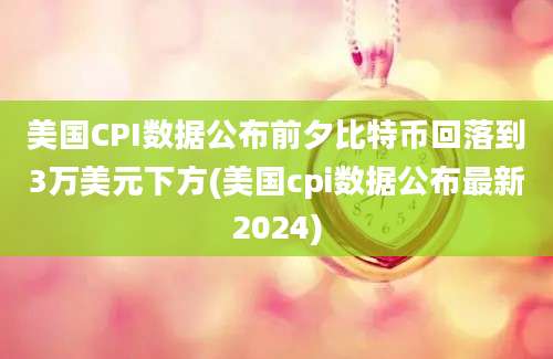 美国CPI数据公布前夕比特币回落到3万美元下方(美国cpi数据公布最新2024)