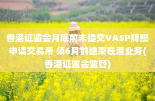 香港证监会月底前未提交VASP牌照申请交易所 须6月前结束在港业务(香港证监会监管)