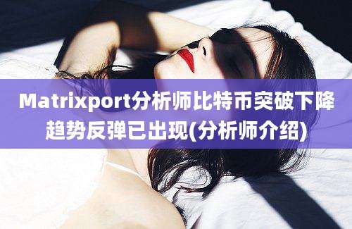 Matrixport分析师比特币突破下降趋势反弹已出现(分析师介绍)