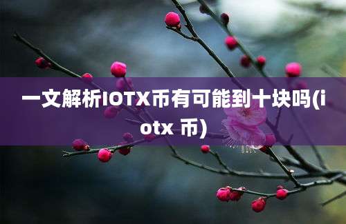 一文解析IOTX币有可能到十块吗(iotx 币)