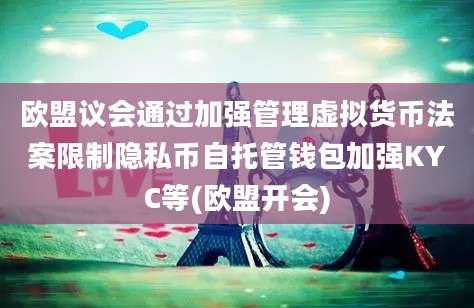 欧盟议会通过加强管理虚拟货币法案限制隐私币自托管钱包加强KYC等(欧盟开会)