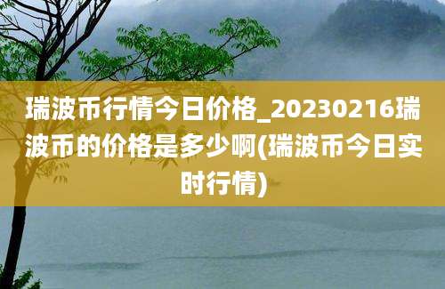 瑞波币行情今日价格_20230216瑞波币的价格是多少啊(瑞波币今日实时行情)