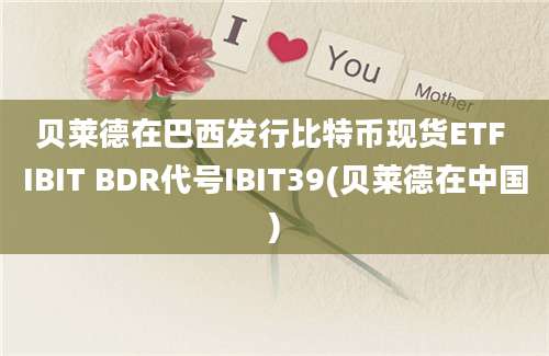 贝莱德在巴西发行比特币现货ETF IBIT BDR代号IBIT39(贝莱德在中国)