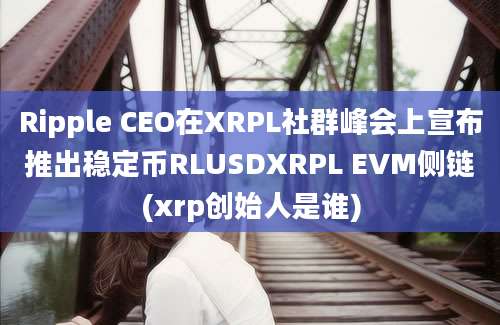 Ripple CEO在XRPL社群峰会上宣布推出稳定币RLUSDXRPL EVM侧链(xrp创始人是谁)