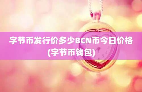 字节币发行价多少BCN币今日价格(字节币钱包)