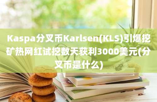 Kaspa分叉币Karlsen(KLS)引爆挖矿热网红试挖数天获利3000美元(分叉币是什么)