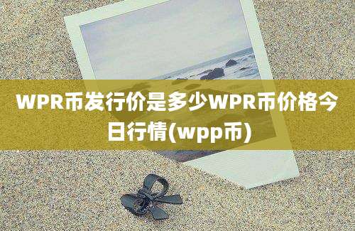 WPR币发行价是多少WPR币价格今日行情(wpp币)