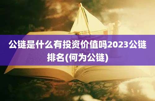 公链是什么有投资价值吗2023公链排名(何为公链)