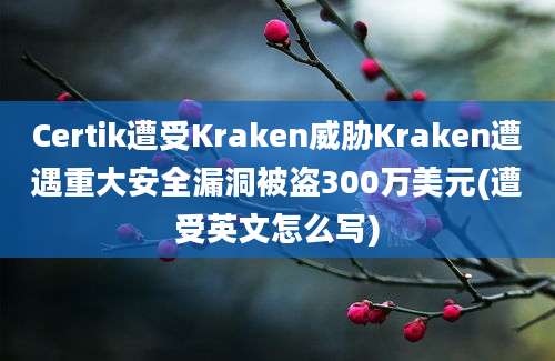 Certik遭受Kraken威胁Kraken遭遇重大安全漏洞被盗300万美元(遭受英文怎么写)