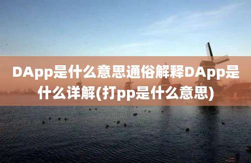 DApp是什么意思通俗解释DApp是什么详解(打pp是什么意思)