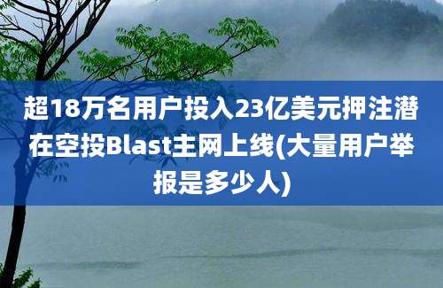 超18万名用户投入23亿美元押注潜在空投Blast主网上线(大量用户举报是多少人)