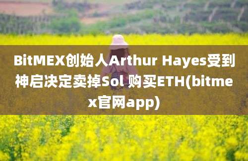 BitMEX创始人Arthur Hayes受到神启决定卖掉Sol 购买ETH(bitmex官网app)