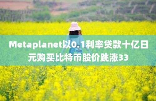 Metaplanet以0.1利率贷款十亿日元购买比特币股价跳涨33