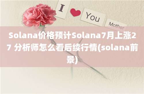 Solana价格预计Solana7月上涨27 分析师怎么看后续行情(solana前景)