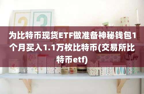 为比特币现货ETF做准备神秘钱包1个月买入1.1万枚比特币(交易所比特币etf)