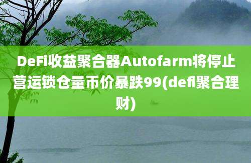 DeFi收益聚合器Autofarm将停止营运锁仓量币价暴跌99(defi聚合理财)