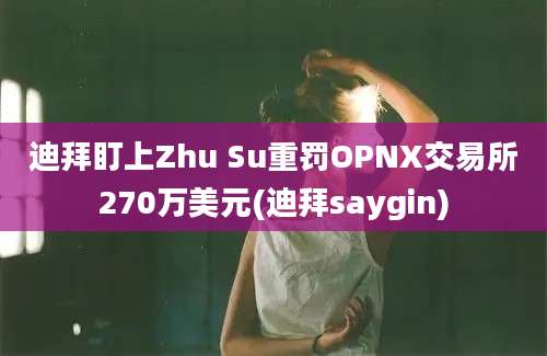 迪拜盯上Zhu Su重罚OPNX交易所270万美元(迪拜saygin)