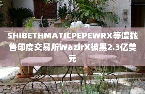 SHIBETHMATICPEPEWRX等遭抛售印度交易所WazirX被黑2.3亿美元