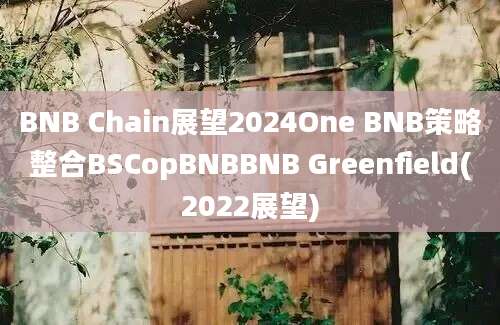 BNB Chain展望2024One BNB策略整合BSCopBNBBNB Greenfield(2022展望)