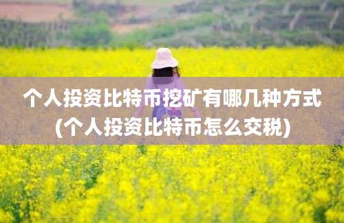 个人投资比特币挖矿有哪几种方式(个人投资比特币怎么交税)