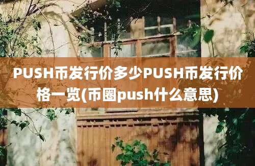 PUSH币发行价多少PUSH币发行价格一览(币圈push什么意思)