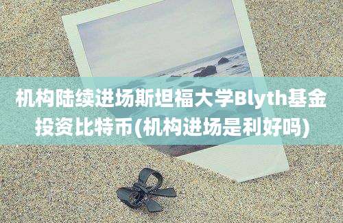 机构陆续进场斯坦福大学Blyth基金投资比特币(机构进场是利好吗)