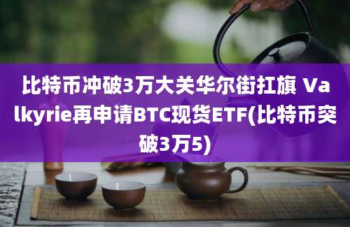 比特币冲破3万大关华尔街扛旗 Valkyrie再申请BTC现货ETF(比特币突破3万5)