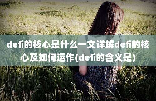 defi的核心是什么一文详解defi的核心及如何运作(defi的含义是)