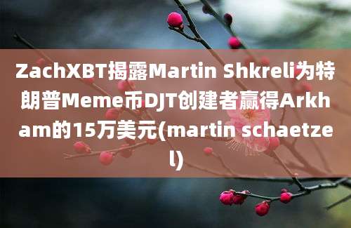 ZachXBT揭露Martin Shkreli为特朗普Meme币DJT创建者赢得Arkham的15万美元(martin schaetzel)