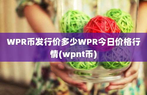 WPR币发行价多少WPR今日价格行情(wpnt币)