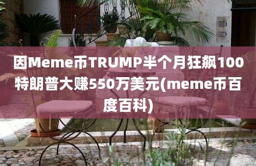 因Meme币TRUMP半个月狂飙100特朗普大赚550万美元(meme币百度百科)