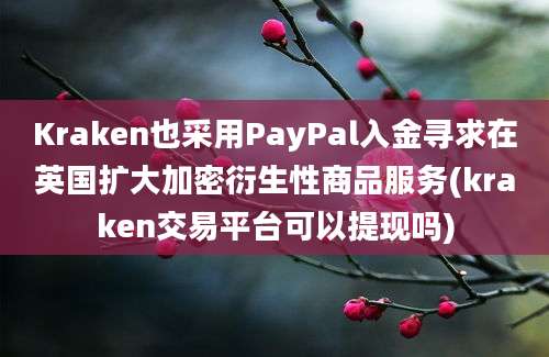 Kraken也采用PayPal入金寻求在英国扩大加密衍生性商品服务(kraken交易平台可以提现吗)