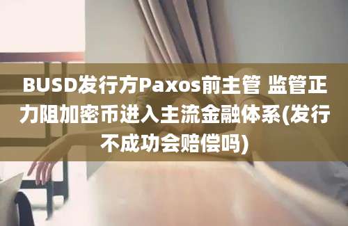 BUSD发行方Paxos前主管 监管正力阻加密币进入主流金融体系(发行不成功会赔偿吗)