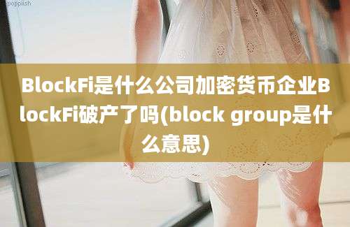 BlockFi是什么公司加密货币企业BlockFi破产了吗(block group是什么意思)