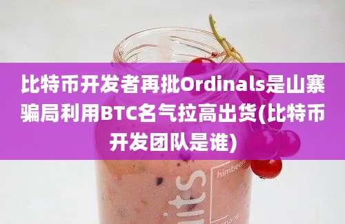 比特币开发者再批Ordinals是山寨骗局利用BTC名气拉高出货(比特币开发团队是谁)