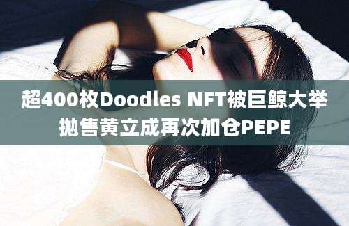 超400枚Doodles NFT被巨鲸大举抛售黄立成再次加仓PEPE