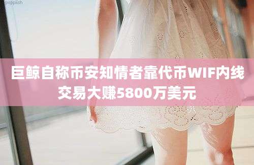 巨鲸自称币安知情者靠代币WIF内线交易大赚5800万美元