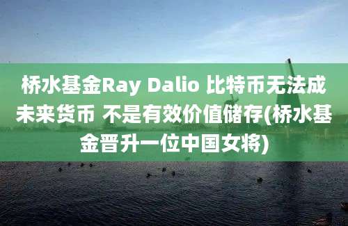 桥水基金Ray Dalio 比特币无法成未来货币 不是有效价值储存(桥水基金晋升一位中国女将)