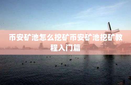 币安矿池怎么挖矿币安矿池挖矿教程入门篇