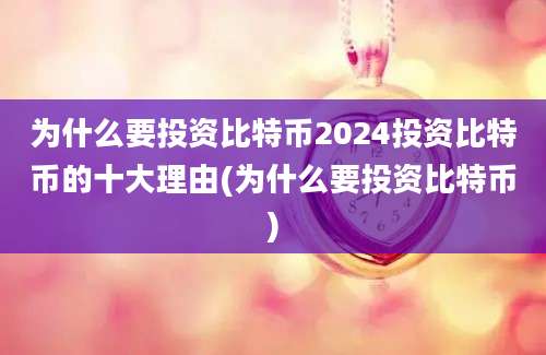 为什么要投资比特币2024投资比特币的十大理由(为什么要投资比特币)