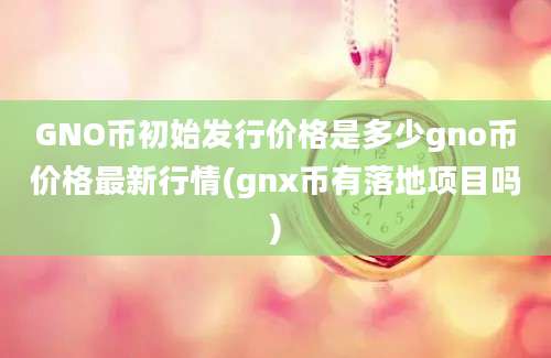 GNO币初始发行价格是多少gno币价格最新行情(gnx币有落地项目吗)