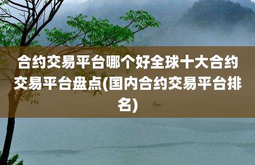 合约交易平台哪个好全球十大合约交易平台盘点(国内合约交易平台排名)