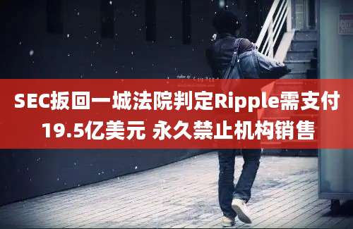 SEC扳回一城法院判定Ripple需支付19.5亿美元 永久禁止机构销售