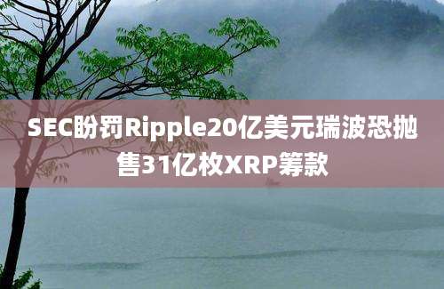 SEC盼罚Ripple20亿美元瑞波恐抛售31亿枚XRP筹款