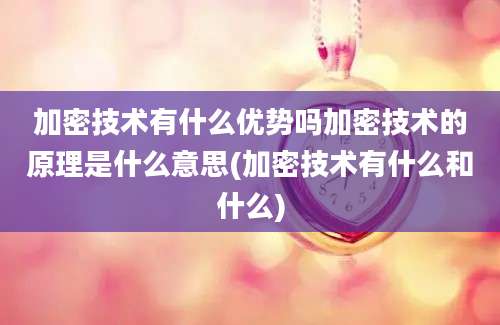 加密技术有什么优势吗加密技术的原理是什么意思(加密技术有什么和什么)